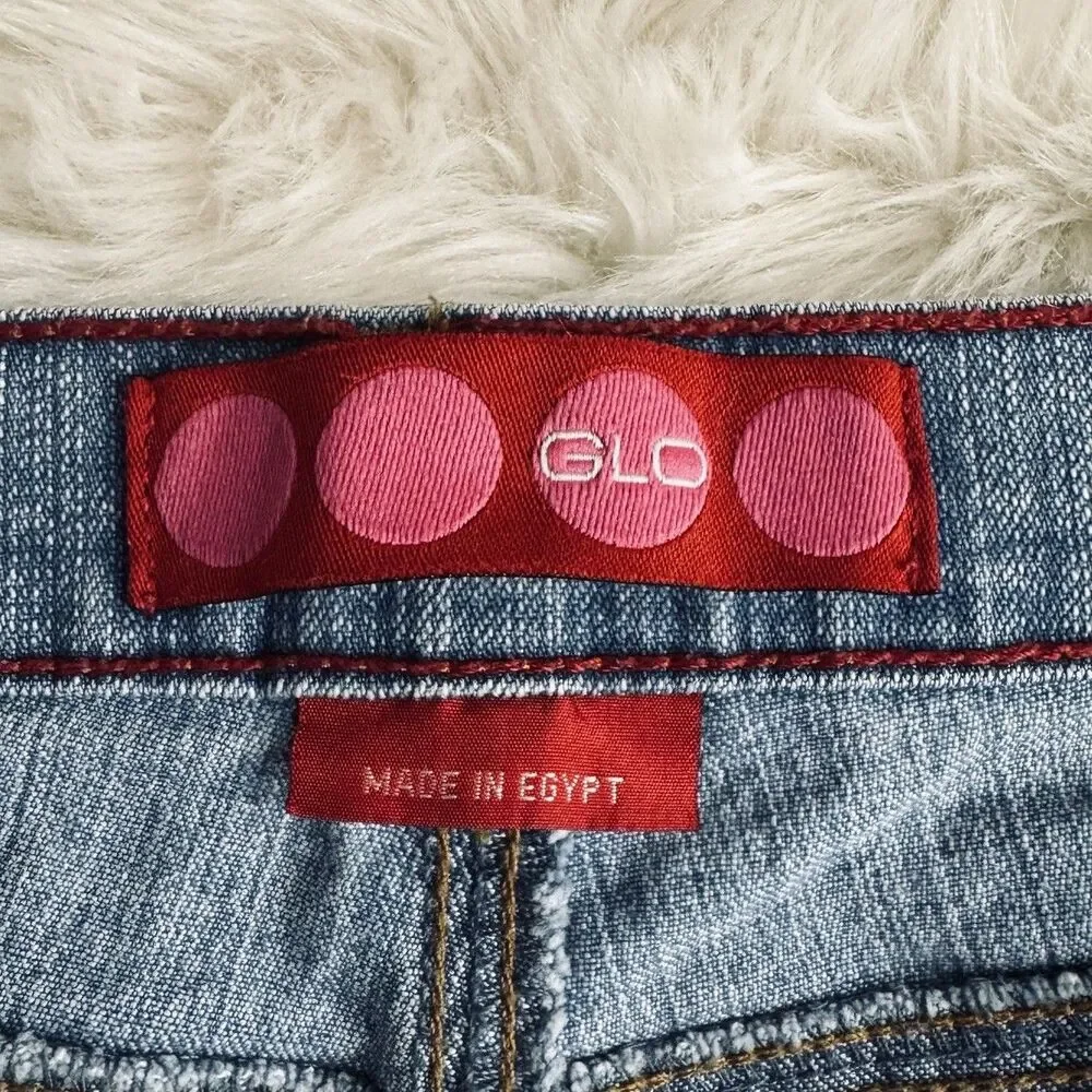 Y2K Glo Flared Jeans 15 Short (34x28) Light Wash Blue Denim Juniors